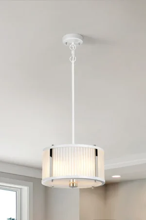 Acquista Ora Lampada a sospensione moderna media in acciaio con paralume in vetro - 60W