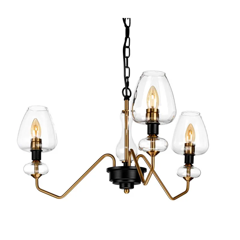 Scelto Dai Clienti Lampadario moderno piccolo struttura in acciaio e 3 diffusori in vetro - 40W - IP20