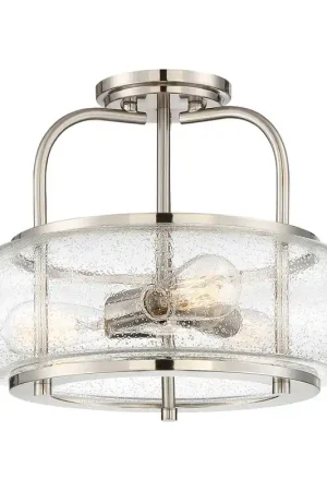 Acquista Ora Lampada da soffitto grande moderna in acciaio e diffusore in vetro 3 lampadine - 60W - IP20