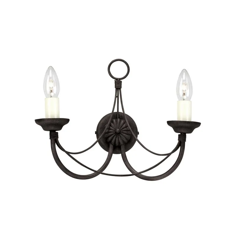 Applique da parete in acciaio con 2 lampadine dal design rustico - 60W - IP20 Novità