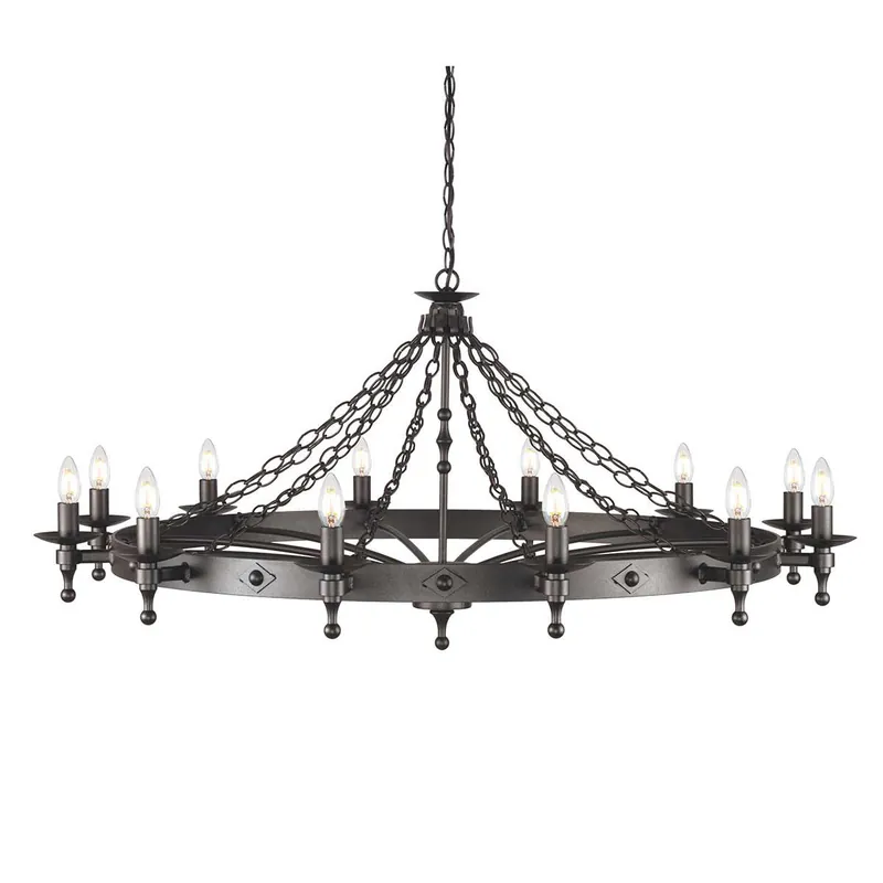 Lampadario in acciaio dal design rustico con 12 diffusori - 60W - IP20 Offerta Speciale