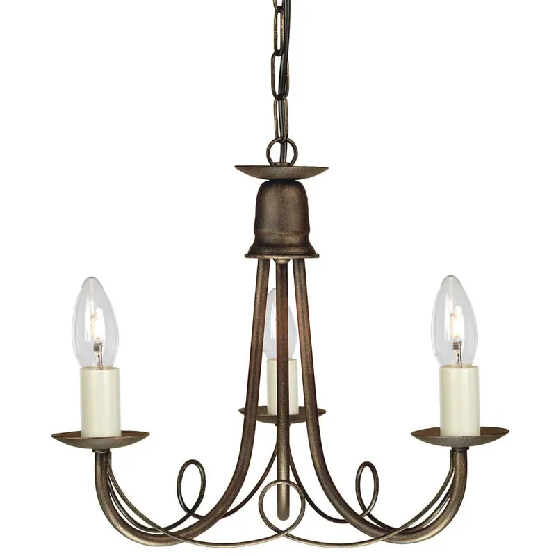 Lampadario classico piccolo con struttura in acciaio e 3 diffusori - 60W - IP20 Prezzo Di Fabbrica