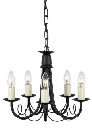 Affare Lampadario classico medio con struttura in acciaio e 5 diffusori - 60W - IP20