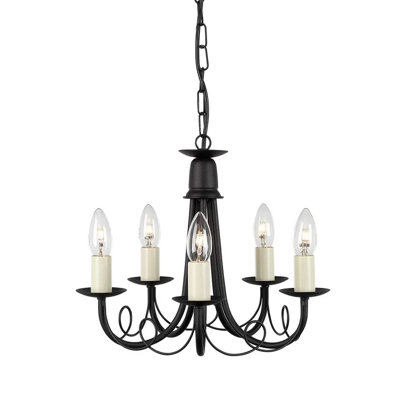Affare Lampadario classico medio con struttura in acciaio e 5 diffusori - 60W - IP20