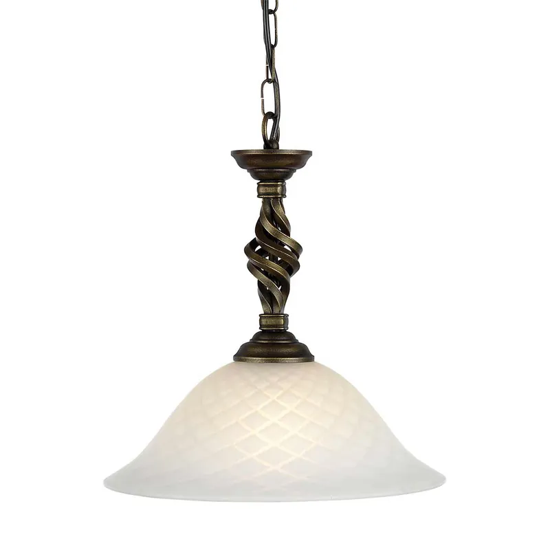 Lampada a sospensione classica con struttura in acciaio e diffusore in vetro - 100W - IP20 Occasione