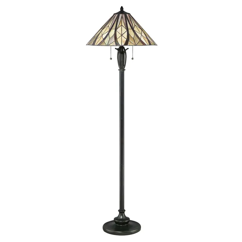 Spedito Oggi Lampada da terra classica con struttura in acciaio e diffusore in vetro - 60W - IP20