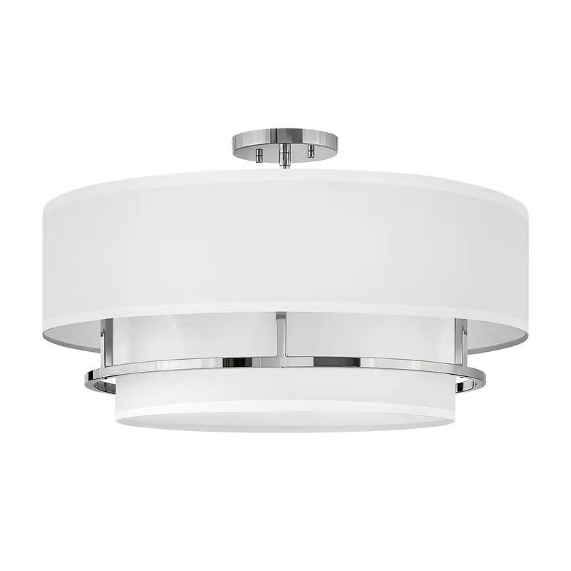 Spedito Oggi Lampada da soffitto grande con struttura in acciaio e diffusore in tessuto - 40W - IP20