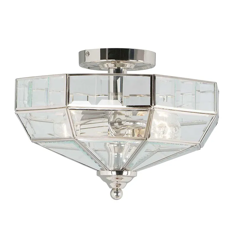 Plafoniera in acciaio dal design elegante con diffusore in vetro con 2 lampadine - 60W - IP20 Offerta Speciale