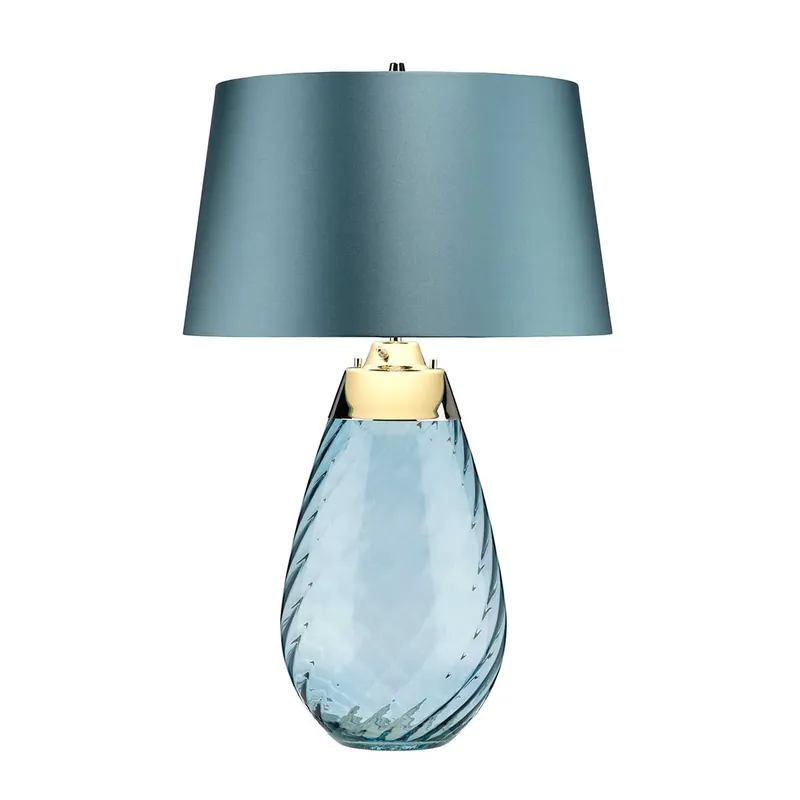 Compra Online Lampada da tavolo moderna con base in vetro e paralume in tessuto - 60W - IP20