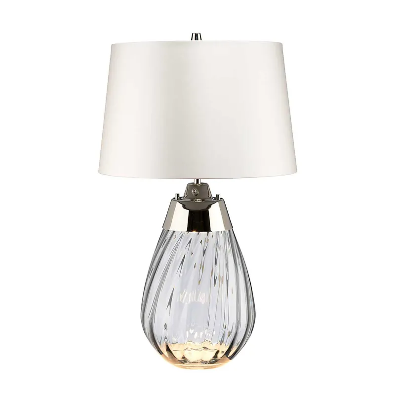 Scelto Dai Clienti Lampada da tavolo moderna piccola con base in vetro e paralume in tessuto - 60W - IP20