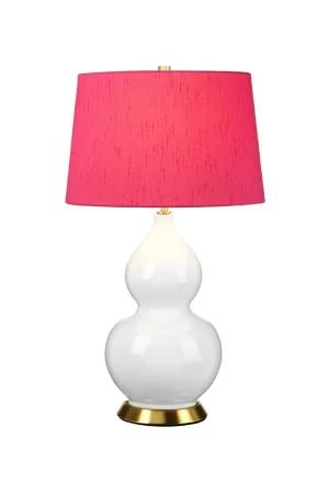 Acquista Ora Lampada da tavolo moderna in ceramica e base in ottone con paralume in tessuto - 60W - IP20