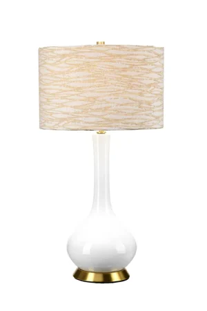 Affare Lampada da tavolo moderna in ceramica e base in ottone con paralume in tessuto - 60W - IP20