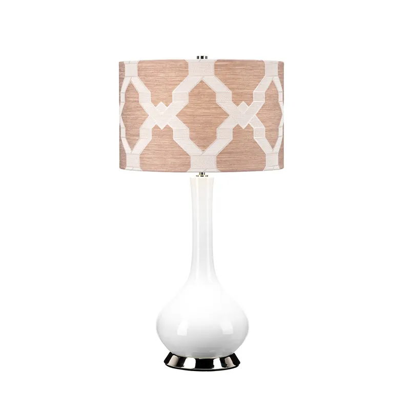 Promo Stagionale Lampada da tavolo moderna in ceramica e base in acciaio con paralume in tessuto - 60W - IP20