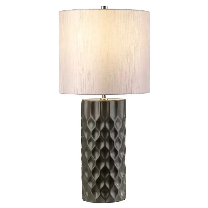 Scelto Dai Clienti Lampada da tavolo dal design moderno con base in ceramica e paralume in tessuto - 60W - IP20