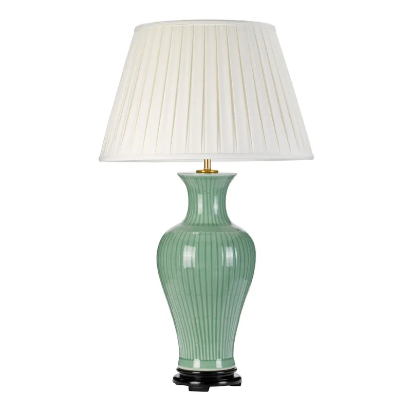 Lampada da tavolo moderna con struttura in ceramica con paralume in tessuto - 60W - IP20 Subito Disponibile