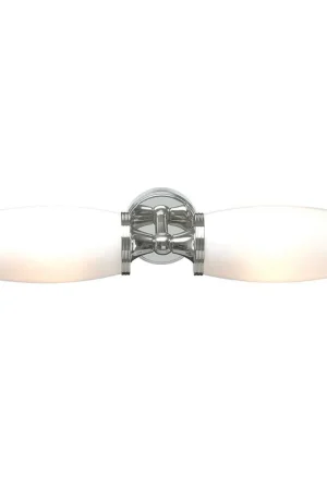 Acquista Ora Applique moderna in acciaio per bagno con doppio diffusore in vetro opalino - 3W - IP44
