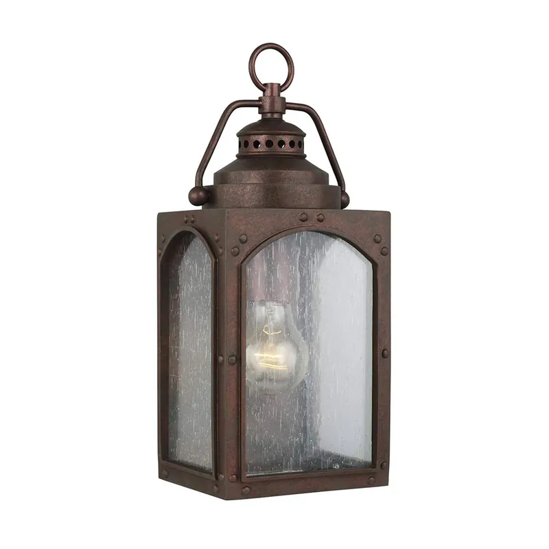 Lantera piccola da esterno dal design rustico in resina con diffusore in vetro - 60W - IP44 Occasione Imperdibile