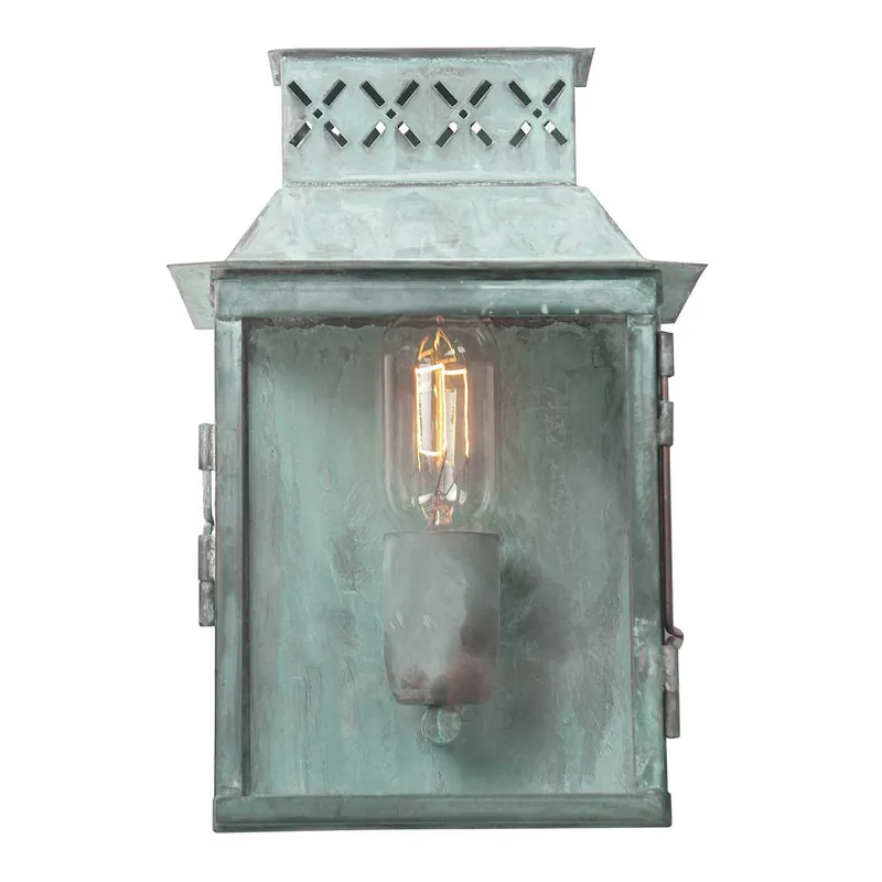 Lanterna da esterno a parete con struttura in ottone e diffusore in vetro - 60W - IP44 Non Perdere