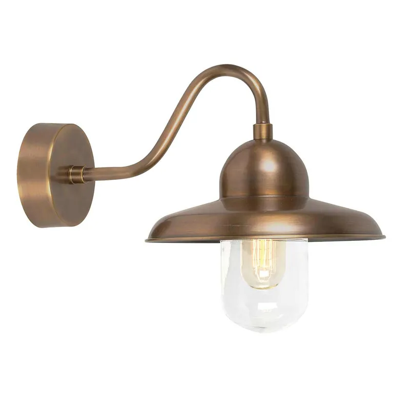 Applique da parete per esterni con struttura in ottone e diffusore in vetro - 100W - IP44 Compra Oggi Stesso