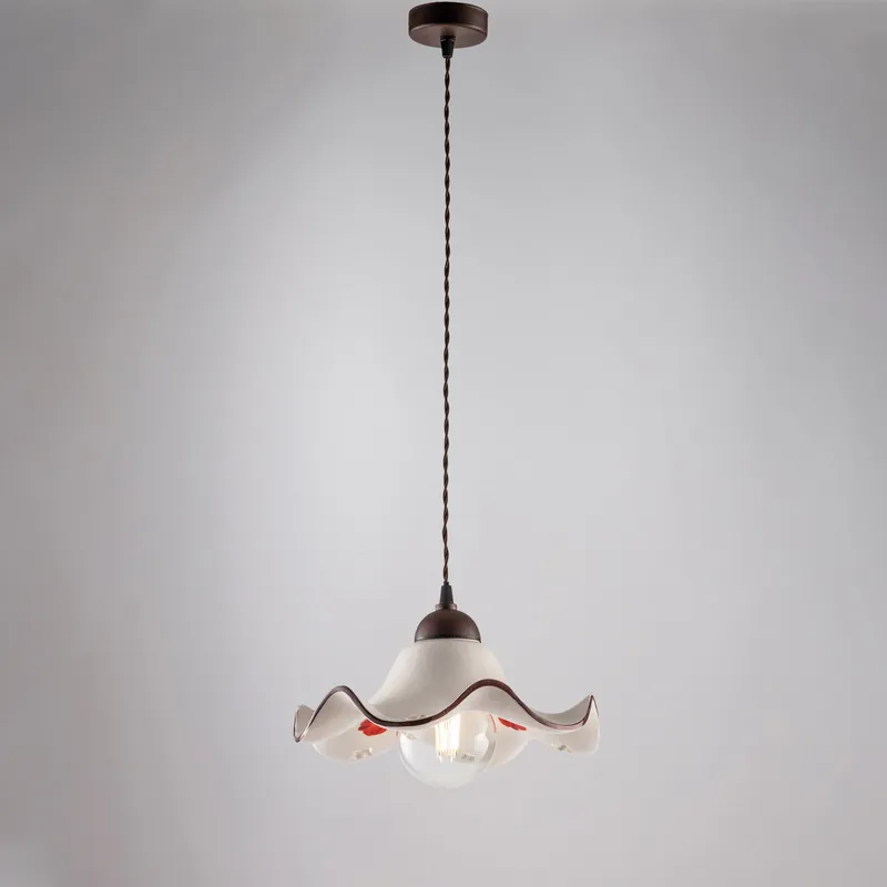 Lampada a sospensione rustica con struttura in metallo e diffusore in ceramica - 55W - IP20 Super Prezzo