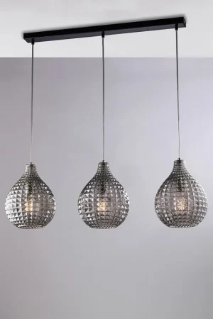 Subito Disponibile Lampada a sospensione moderna in metallo con triplo diffusore lineare in vetro - 55W - IP20