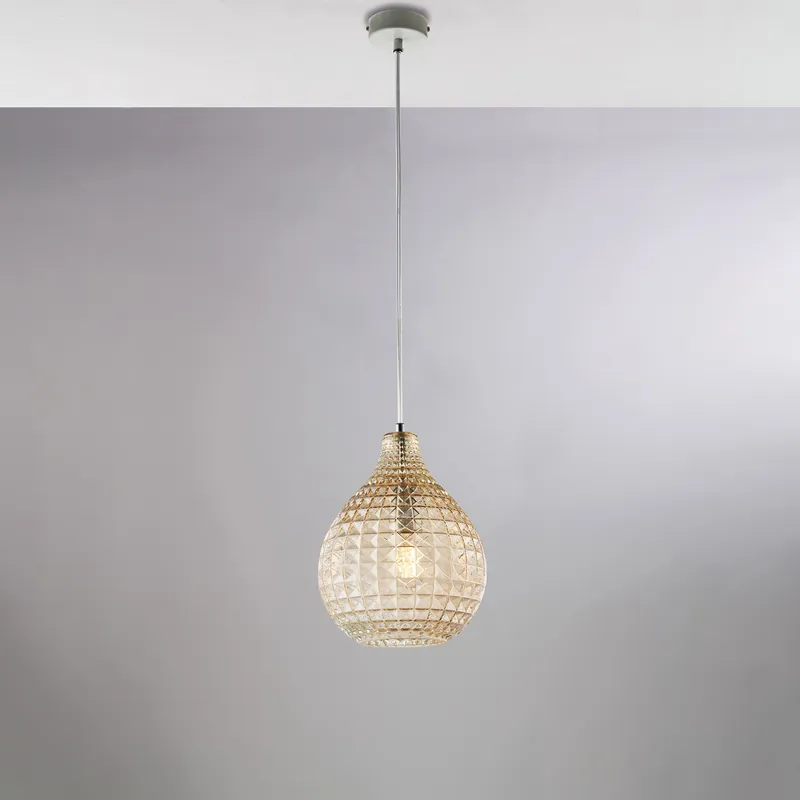 Lampada a sospensione in metallo laccato con diffusore in vetro moderno - 55W - IP20 Promozione Esclusiva