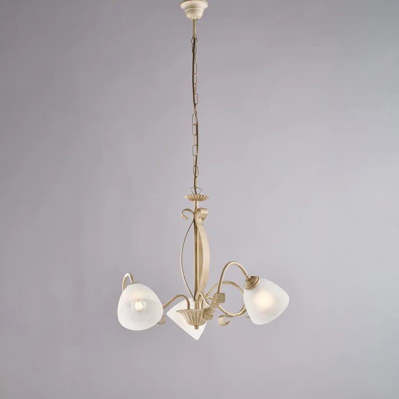 Lampadario classico in metallo laccato con 5 diffusori in vetro - 42W - IP20 Bestseller