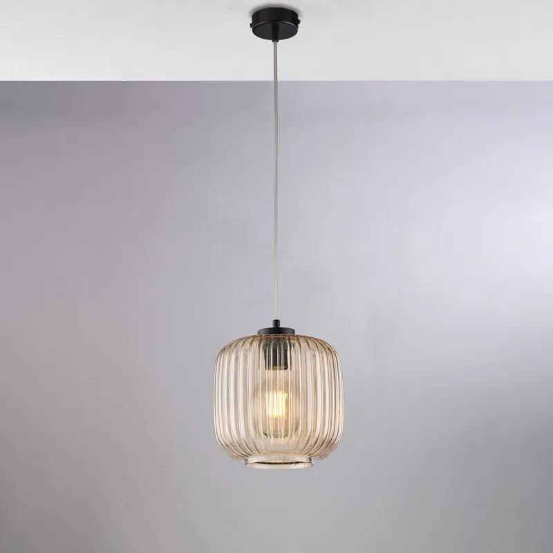 Lampada a sospensione in metallo laccato e diffusore in vetro dal design moderno - 55W - IP20 Di Tendenza