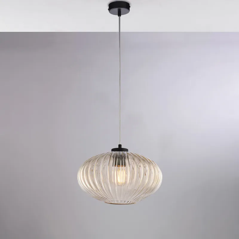 Prezzo Conveniente Lampada a sospensione moderna con struttura in metallo e diffusore in vetro - 55W - Ip20