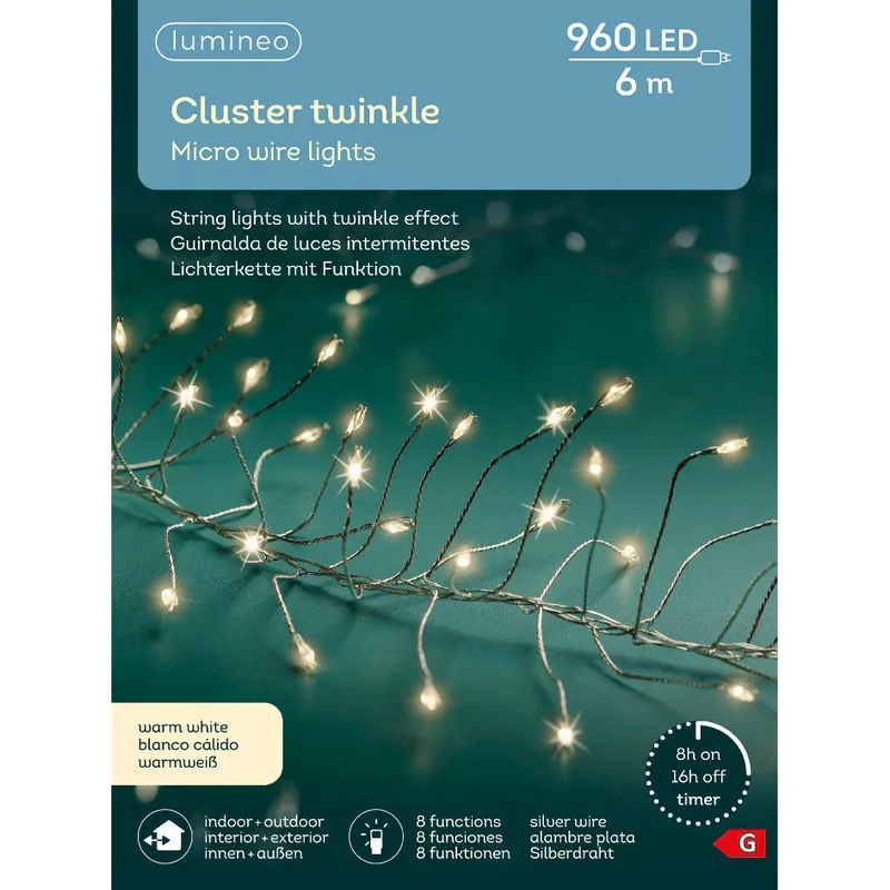 Promozione Esclusiva Luci per albero di natale 960 LED con cavo argento