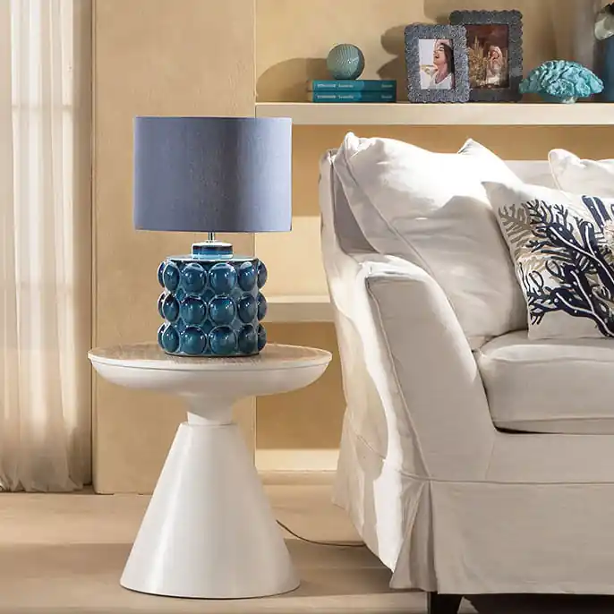 Lampada da tavolo moderna con base in ceramica e diffusore in tessuto - 60W A Buon Prezzo