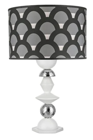 Acquista Ora Lampada da tavolo in amrmorino con paralume in tessuto nero e bianco - 60W - IP20