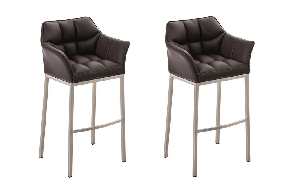 Set di 2 sgabelli da bar Damaso in similpelle con struttura a quattro gambe Professionale