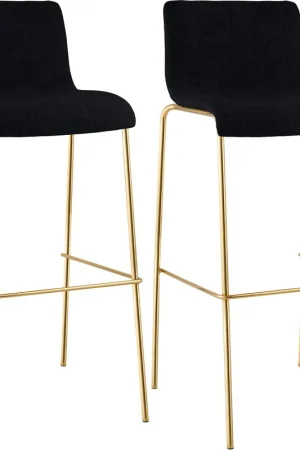 Vendita Finale Set 2 Sgabelli Bar Hover in Tessuto, Gambe Effetto Oro
