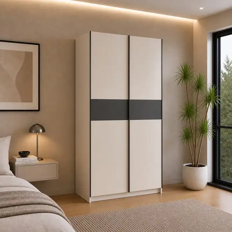 Armadio ante scorrevoli moderno 120xH205 beige antracite Fusion Quantità Limitata