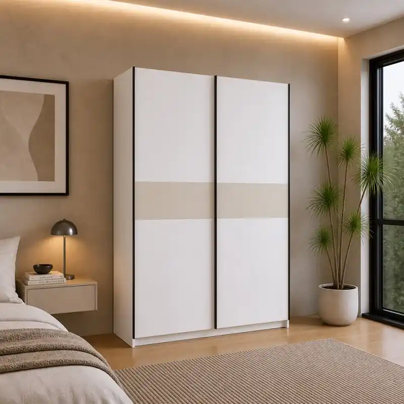 Solo Oggi Armadio ante scorrevoli moderno 150xH205 bianco beige Fusion