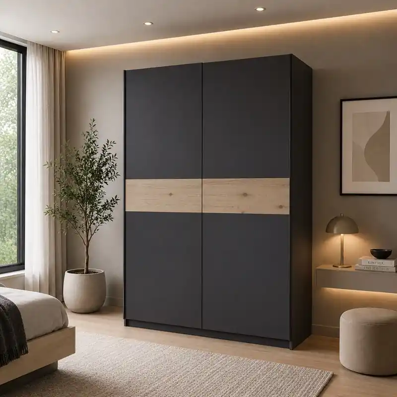 Armadio ante scorrevoli moderno 200xH205 antracite rovere Fusion Acquista Ora