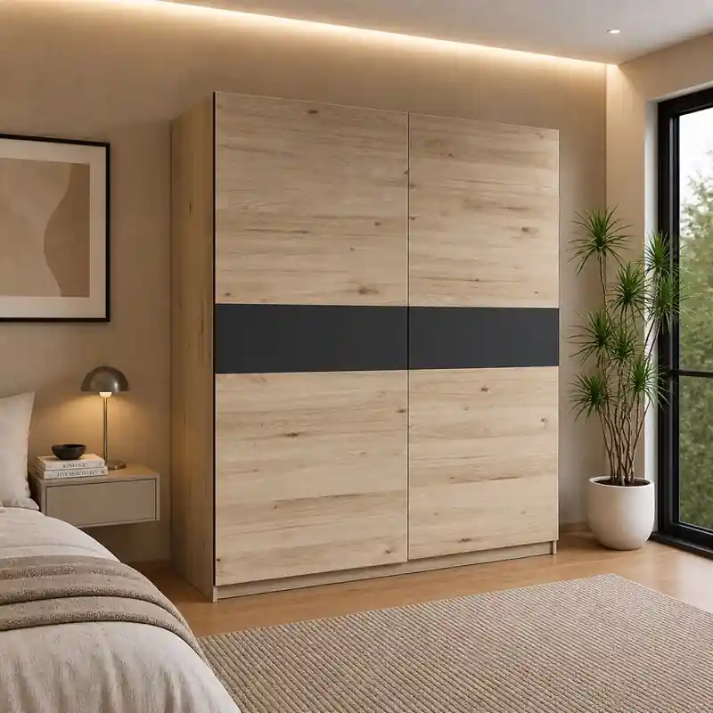 Armadio ante scorrevoli moderno 200xH205 rovere antracite Fusion Ordina Subito