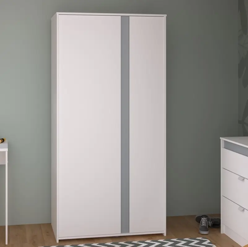 Prezzo Di Fabbrica Armadio guardaroba moderno 2 ante 91xH182 bianco grigio o rosa Children