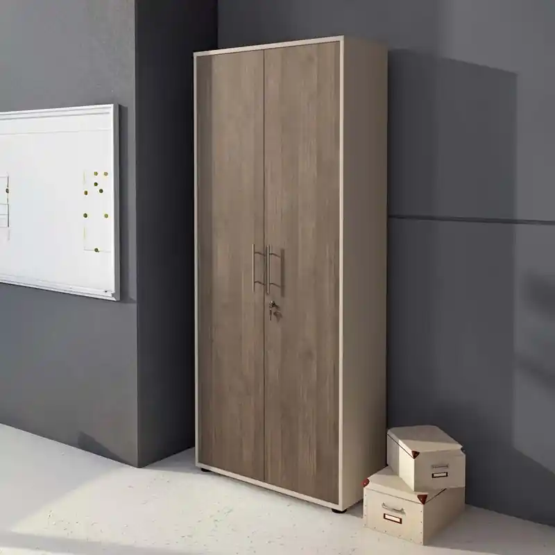 Armadio ufficio due ante con serratura moderno 78xH188 noce beige cashmere Lux Economico