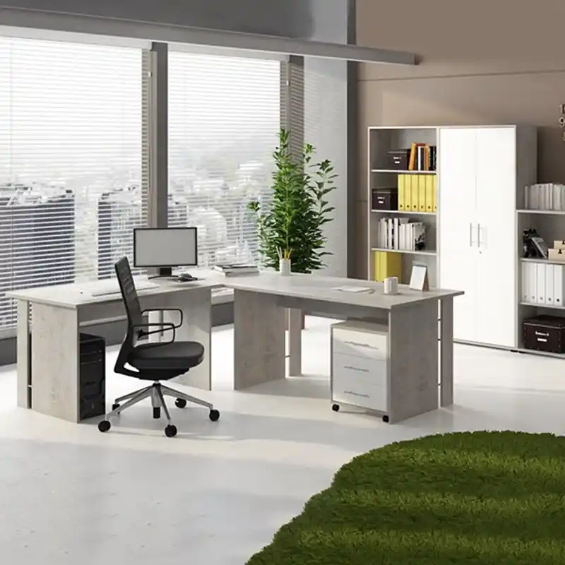 Subito Disponibile Arredo ufficio moderno completo bianco grigio cemento Lux-7