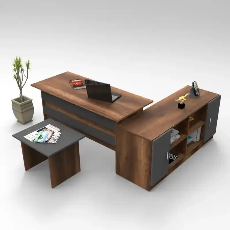 Arredo ufficio moderno completo rovere scuro antracite Task-2 Prezzo Conveniente