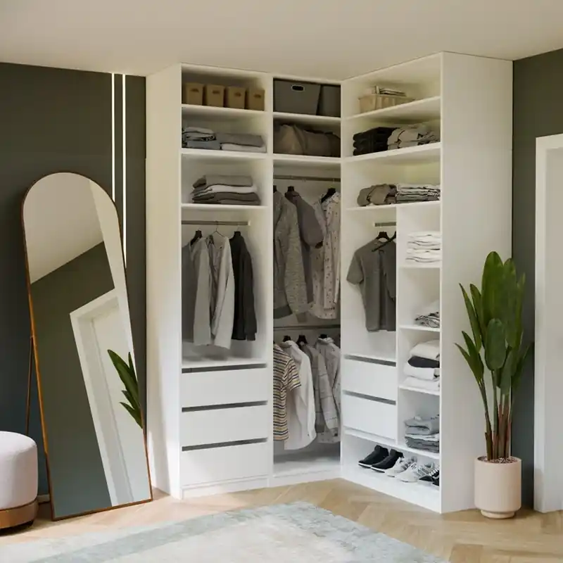 Subito Disponibile Cabina armadio angolare componibile guardaroba moderno 150x160xH250 bianco Essenza