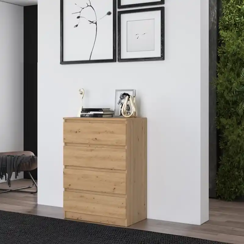 Cassettiera moderna 4 cassetti 70xH97 rovere oldwook Connor Offerta