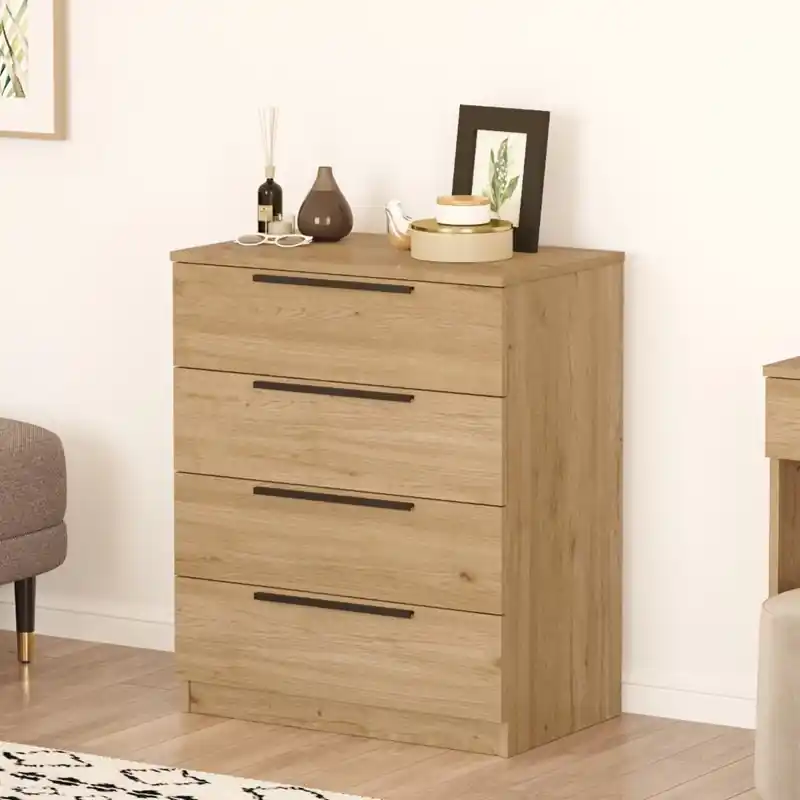 Affare Cassettiera moderna 4 cassetti comò 72xH88 cm rovere Rubik