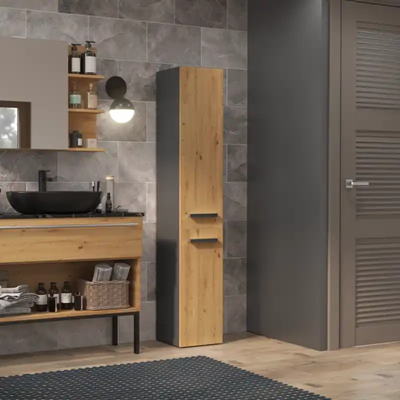 Colonna bagno a terra 1 anta 31xH174 rovere oldwook antracite Altis Novità