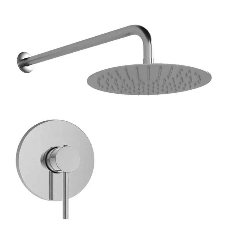Set doccia ad incasso con miscelatore braccio 35 cm e soffione 25 cm in acciaio inox satinato York Ultimissimo Modello