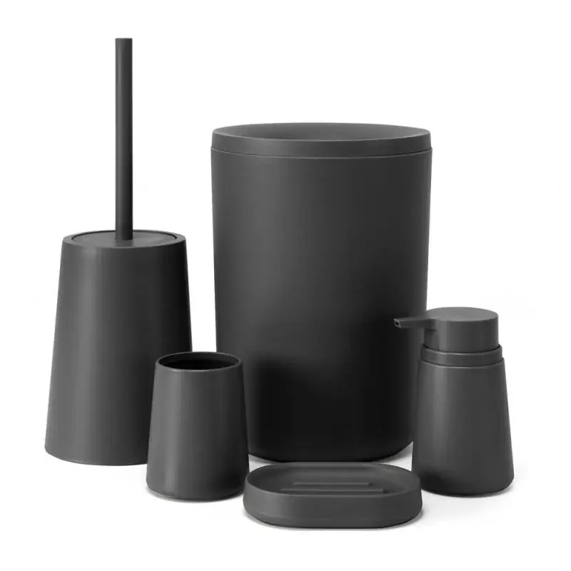 Set accessori bagno completo da 5 pezzi in plastica grigio Pop Spedizione Espresso
