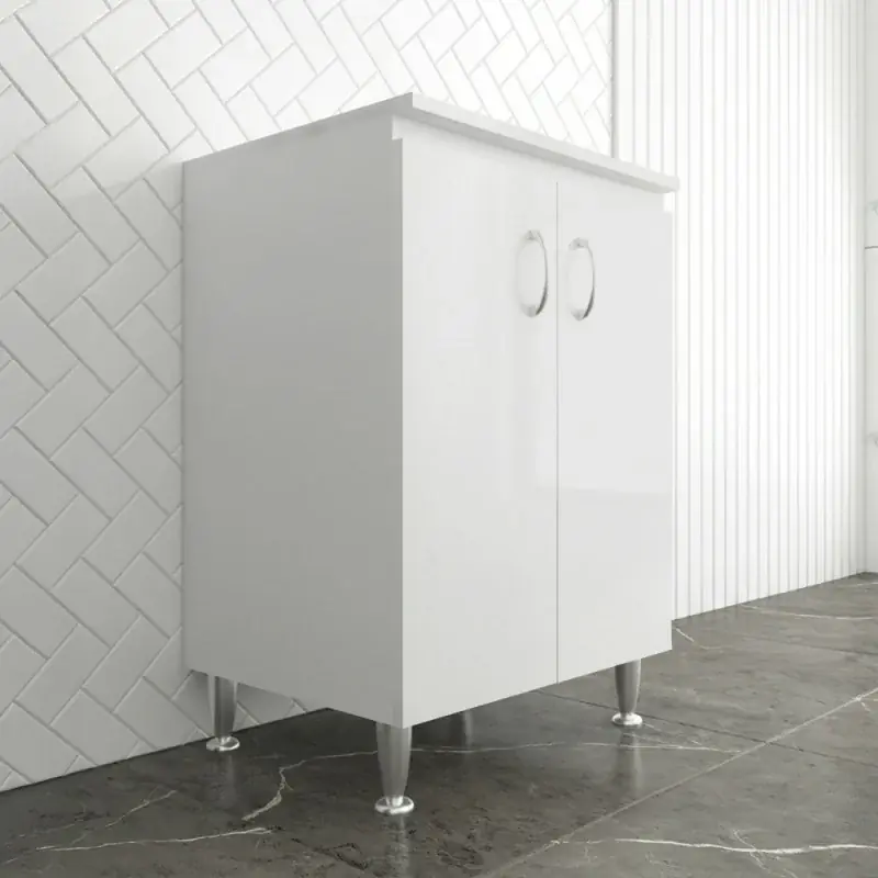 A Buon Prezzo Base multiuso 60 x 50 in legno bianco con due ripiani Fedra