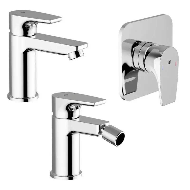 Consegna Rapida Set miscelatore lavabo bidet e doccia ad incasso cromo lucido con piletta - Zyra